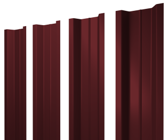 картинка Штакетник П-образный В с прямым резом 0,45 PE RAL 3005 красное вино Центр Кровли