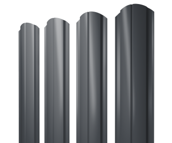 картинка Штакетник Полукруглый Slim фигурный 0,5 Drap RAL 7024 мокрый асфальт Центр Кровли