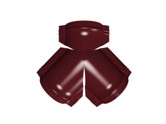картинка Тройник Y малого конька полукруглого 0,5 Satin Matt с пленкой RAL 3005 красное вино Центр Кровли