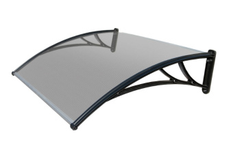 картинка Козырек Krovent из поликарбоната 1200х930х280 прозрачный (черный кронштейн) Центр Кровли