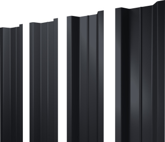 картинка Штакетник П-образный B с прямым резом Grand Line 0,5 PurLite Matt RAL 7024 мокрый асфальт Центр Кровли