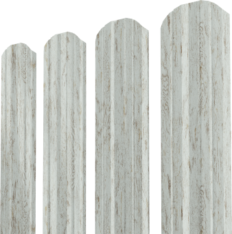 картинка Штакетник Twin XL фигурный Grand Line 0,45 Print Elite Snow Wood TwinColor Центр Кровли