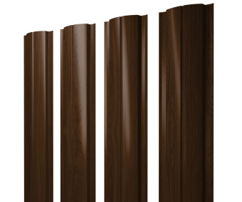 картинка Штакетник Полукруглый Slim с прямым резом 0,45 Print Elite Choco Wood TwinColor Центр Кровли