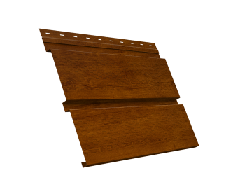 картинка Софит металлический Квадро Брус с перфорацией 0,45 Print-Double Premium с пленкой Golden Wood Intense F Центр Кровли
