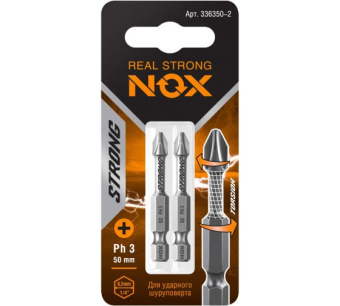 картинка Бита торсионная Nox Strong Ph3х50мм E6,3 2 штуки карта (336350-2) Центр Кровли