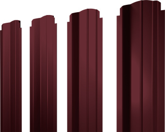 картинка Штакетник П-образный B фигурный Grand Line 0,45 Drap TR RAL 3005 красное вино Центр Кровли