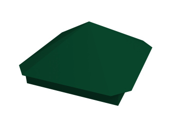картинка Колпак на столб Пирамида 390х390мм 0,5 Satin с пленкой RAL 6005 зеленый мох Центр Кровли