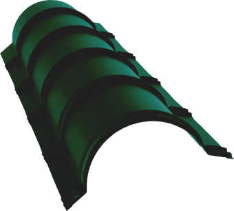 картинка Планка малого конька полукруглого Grand Line 0,5 Сатин с пленкой RAL 6005 зеленый мох (1,97м) Центр Кровли