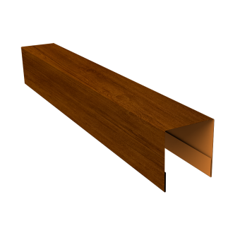 картинка Планка боковая для забора из сайдинга (Блок-хаус new) 0,45 Print Premium Golden Wood Intense FTC (2,06м) Центр Кровли