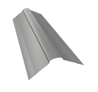 картинка Планка конька фигурного 100x100 0,45 PE с пленкой RAL 9006 бело-алюминиевый (3м) Центр Кровли