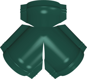 фото Тройник Y конька полукруглого Grand Line 0,45 Drap СТ с пленкой RAL 6005 зеленый мох Центр Кровли картинка Тройник Y конька полукруглого Grand Line 0,45 Drap СТ с пленкой RAL 6005 зеленый мох Центр Кровли