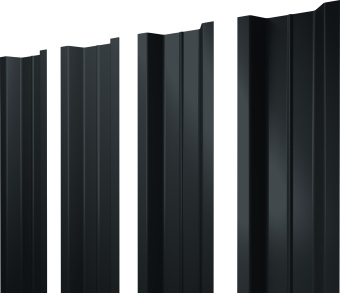 картинка Штакетник П-образный B с прямым резом Grand Line 0,45 PE RAL 7016 антрацитово-серый Центр Кровли