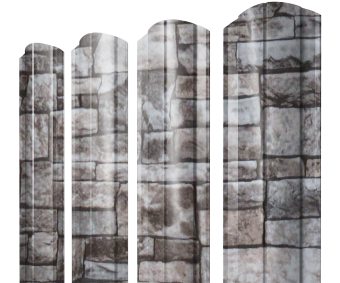 картинка Штакетник Круглый фигурный 0,45 Print Elite Fine Stone TwinColor Центр Кровли