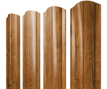 картинка Штакетник Круглый фигурный 0,45 Print-Double Premium Golden Wood Центр Кровли