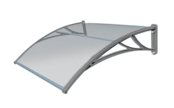картинка Козырек Krovent из поликарбоната 1200х930х280 прозрачный (серебристый кронштейн) Центр Кровли