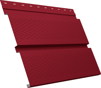картинка Софит металлический Квадро Брус v01 Grand Line с перфорацией 0,45 PE с пленкой RAL 3003 рубиново-красный Центр Кровли