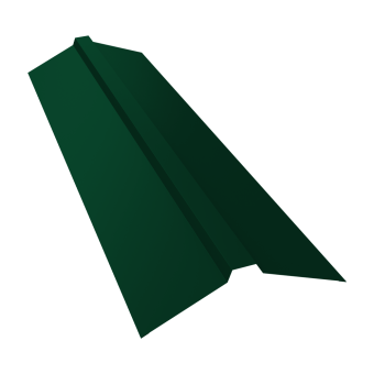 картинка Планка конька прямоугольного 115х30х115 0,45 PE с пленкой RAL 6005 зеленый мох (3м) Центр Кровли