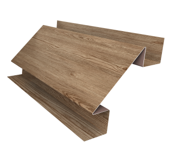 картинка Планка угла внутреннего сложного БХ new 0,45 Print Elite White Wood TwinColor (3м) Центр Кровли