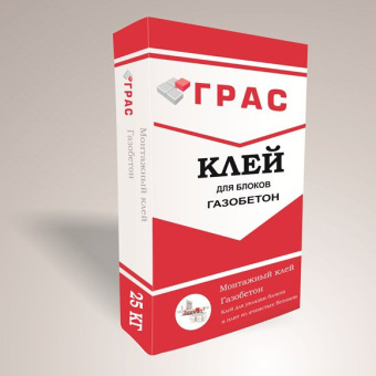 картинка Клей Тонкий шов Газобетон ТМ ГРАС 25кг Центр Кровли