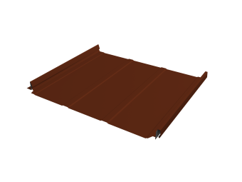 фото Кликфальц Pro Line Grand Line 0,45 PE с пленкой на замках RAL 3009 оксидно-красный Центр Кровли картинка Кликфальц Pro Line Grand Line 0,45 PE с пленкой на замках RAL 3009 оксидно-красный Центр Кровли