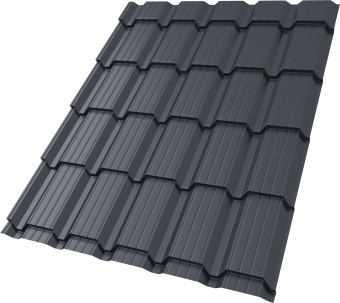 картинка Профиль волновой "Квадро профи (Верховье)" ("Quadro Profi") в01 0,45 Drap TwinColor RAL 7024 мокрый асфальт Центр Кровли