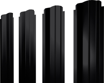 картинка Штакетник П-образный B фигурный Grand Line 0,5 PurLite Matt RAL 9005 черный Центр Кровли