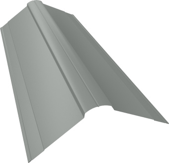 картинка Планка конька фигурного 150х150 Grand Line 0,5 Сатин с пленкой RAL 9006 бело-алюминиевый (2м) Центр Кровли