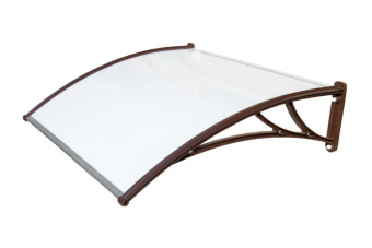 картинка Козырек Krovent из поликарбоната 1200х930х280 молочный (коричневый кронштейн) Центр Кровли