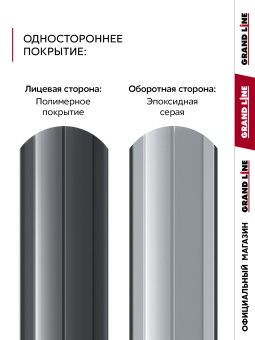 картинка Комплект в пленке Штакетник Круглый фигурный Grand Line 0,4 ПЭ RAL 7024 мокрый асфальт 1,5м (10шт) ШК Центр Кровли