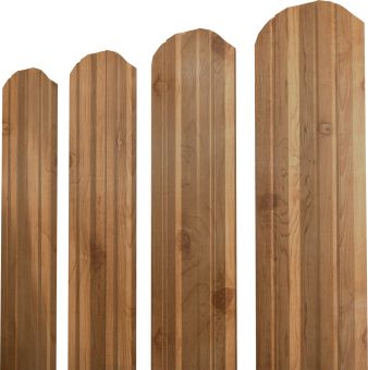 картинка Штакетник Twin XL фигурный Grand Line 0,45 Print Premium Pine Wood Fresh Центр Кровли