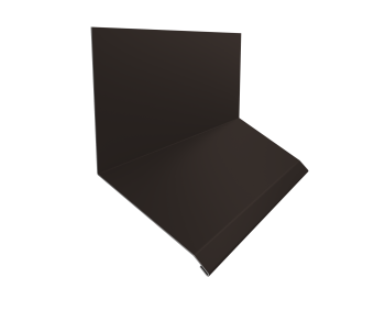 картинка Планка примыкание верхнее к стене фальц Grand Line 150х130х20 0,45 PE-Double с пленкой RR 32 темно-коричневый (3м) Центр Кровли