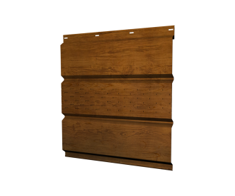 картинка Софит металлический Классик Grand Line центральная перфорация 0,45 Print Elite с пленкой Golden Wood TwinColor Центр Кровли