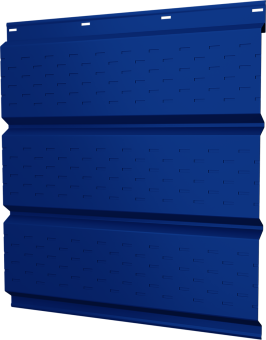 картинка Софит металлический Классик Grand Line полная перфорация 0,45 PE с пленкой RAL 5005 сигнальный синий Центр Кровли