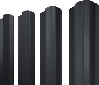 картинка Штакетник М-образный B фигурный Grand Line 0,5 Satin Matt RAL 7024 мокрый асфальт Центр Кровли