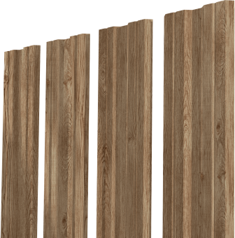картинка Штакетник Twin XL с прямым резом Grand Line 0,45 Print Elite White Wood TwinColor Центр Кровли