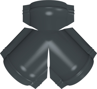 картинка Тройник Y малого конька полукруглого Grand Line 0,5 Сатин с пленкой RAL 7016 антрацитово-серый Центр Кровли