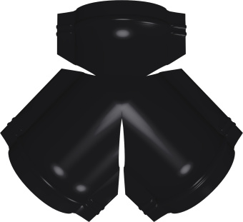 фото Тройник Y конька полукруглого Grand Line 0,45 Drap СТ с пленкой RAL 9005 черный Центр Кровли картинка Тройник Y конька полукруглого Grand Line 0,45 Drap СТ с пленкой RAL 9005 черный Центр Кровли