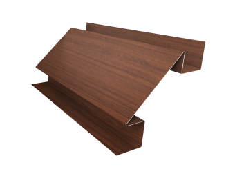 картинка Угол внутренний сложный 75мм 0,45 Print Elite Choco Wood TwinColor (3м) Центр Кровли
