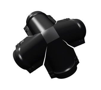 картинка Четверник конька полукруглого 0,5 Satin с пленкой RAL 9005 черный Центр Кровли