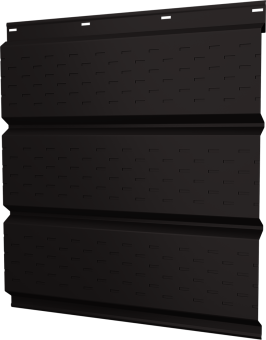 картинка Софит металлический Классик Grand Line полная перфорация 0,5 PurPro Matt 275 с пленкой RR 32 темно-коричневый Центр Кровли