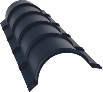 картинка Планка малого конька полукруглого Grand Line 0,45 Drap ТХ двухсторонний RAL 7024 мокрый асфальт (1,97м) Центр Кровли