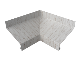 картинка Угол отлива внутренний 70 0,45 Print Elite с пленкой Snow Wood TwinColor Центр Кровли