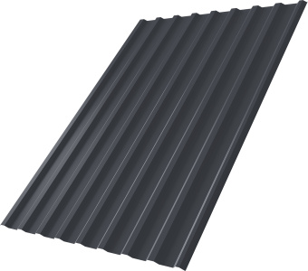 фото Профнастил С20R Grand Line 0,5 PurPro матовый RAL 7024 мокрый асфальт Центр Кровли картинка Профнастил С20R Grand Line 0,5 PurPro матовый RAL 7024 мокрый асфальт Центр Кровли