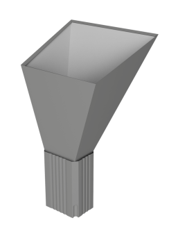 картинка Воронка водосборная прямоугольная Vortex Lite PE RAL 9006 бело-алюминиевый Центр Кровли